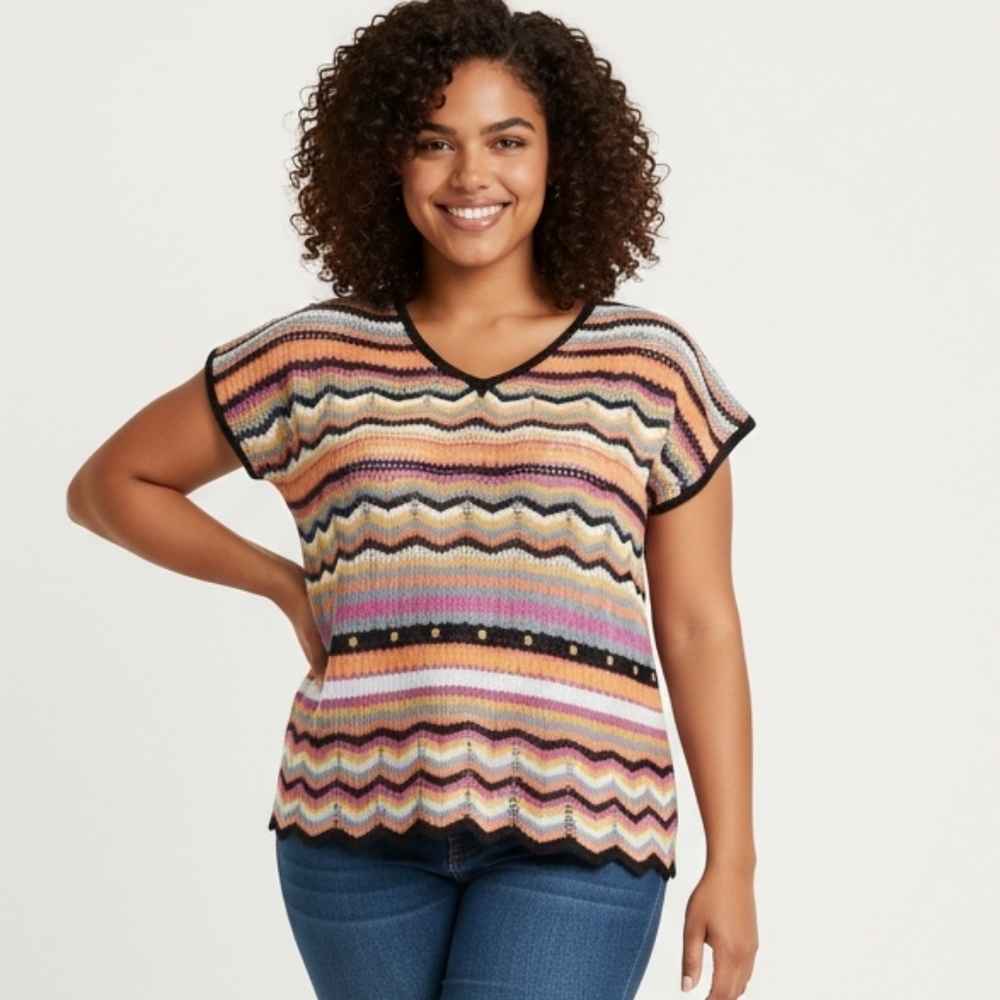Multicolor Chevron Knit Top